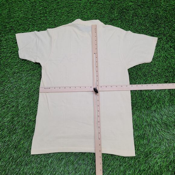 Vintage 80s Hanes Shirt Womens S/M 18x26 Ivory Logo USA - Picture 3 of 13